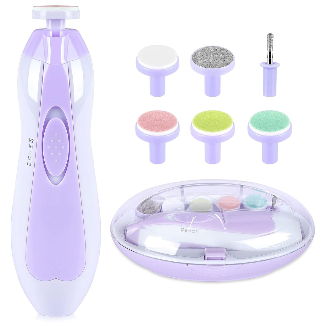 Baby Nail Trimmer ElectricBaby Nail Clippers 6 in 1 Baby Nail FileNail File Baby Grooming Kit Manicure Set for Toddler or Adults (Purple)