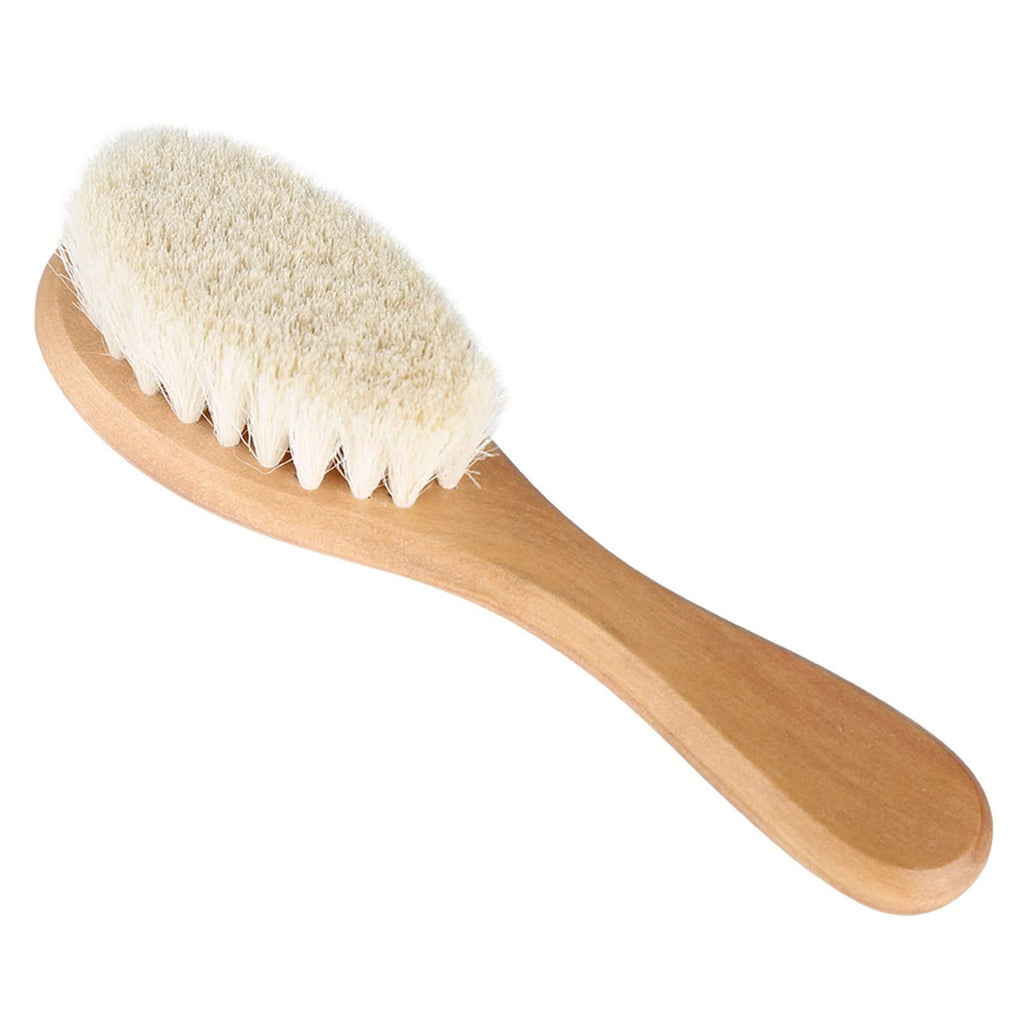 Soft Goat Hair Brush Baby Head Massage Grooming Comb Goat with Wooden Handle