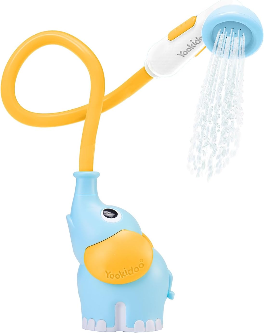 Yookidoo Baby Bath Shower Head - Elephant Water Pump and Trunk Spout Sprayer - One Handed Flow Control for Newborn Babies in Tub Or Sink (Turquoise)