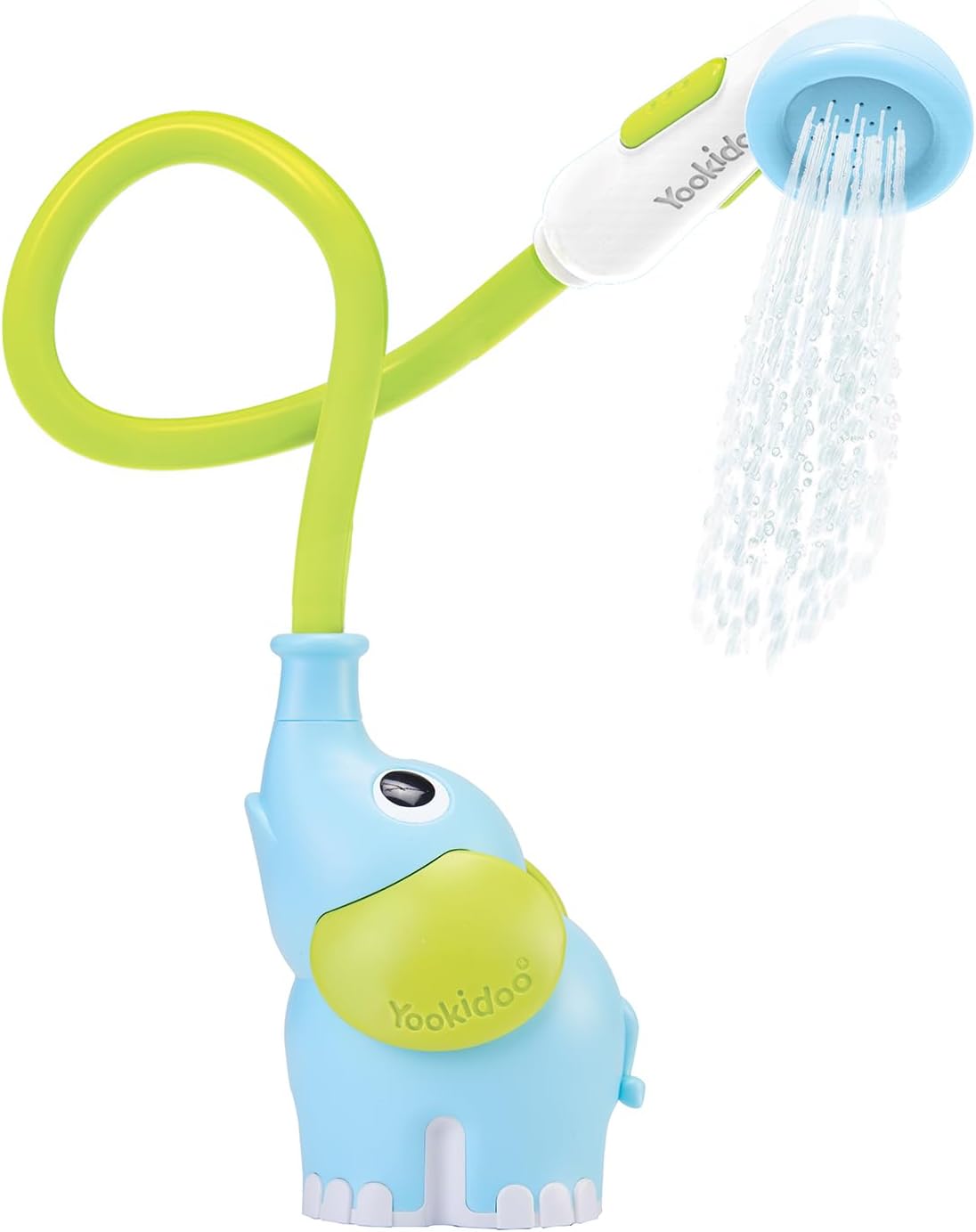 Yookidoo Baby Bath Shower Head - Elephant Water Pump and Trunk Spout Sprayer - One Handed Flow Control for Newborn Babies in Tub Or Sink (Turquoise)