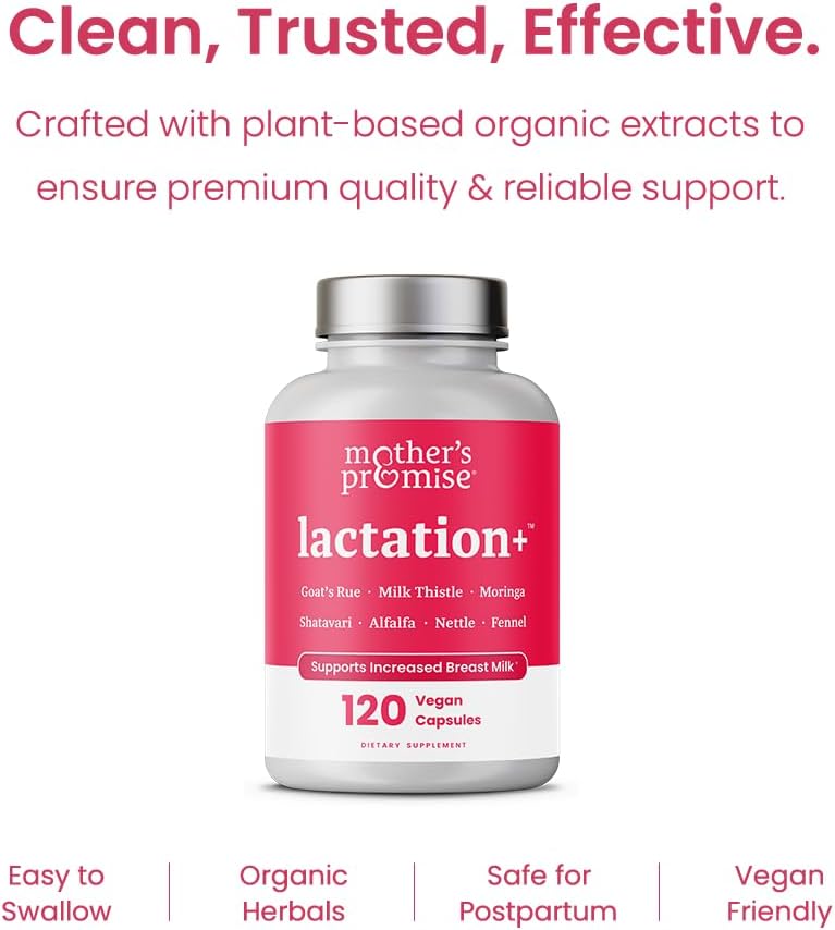 Mother's Promise Lactation Supplement, Breastfeeding Essentials & Milk Supply Booster, 120 Capsules