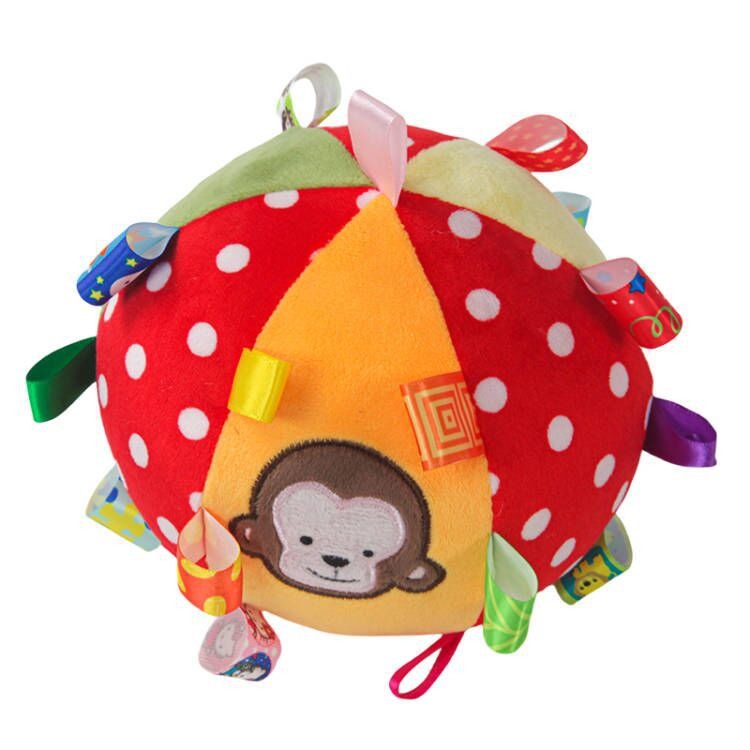 Super Soft Baby Hand Grab Ball Plush Bell Comfort Ball Label Cloth Ball Toy Lathe Pendant