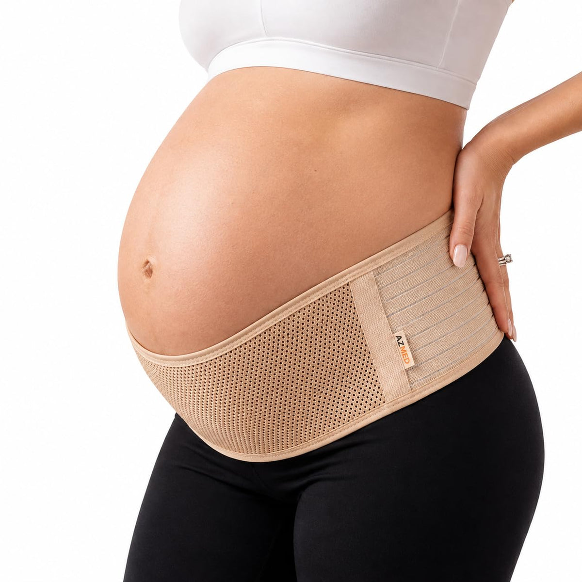 AZMED Maternity Belt Back Support - Adjustable Abdominal Binder for Pregnancy - Belly Band for Pelvic, Waist & Lower Back Comfort - Fits Up to 46 Inches - Black