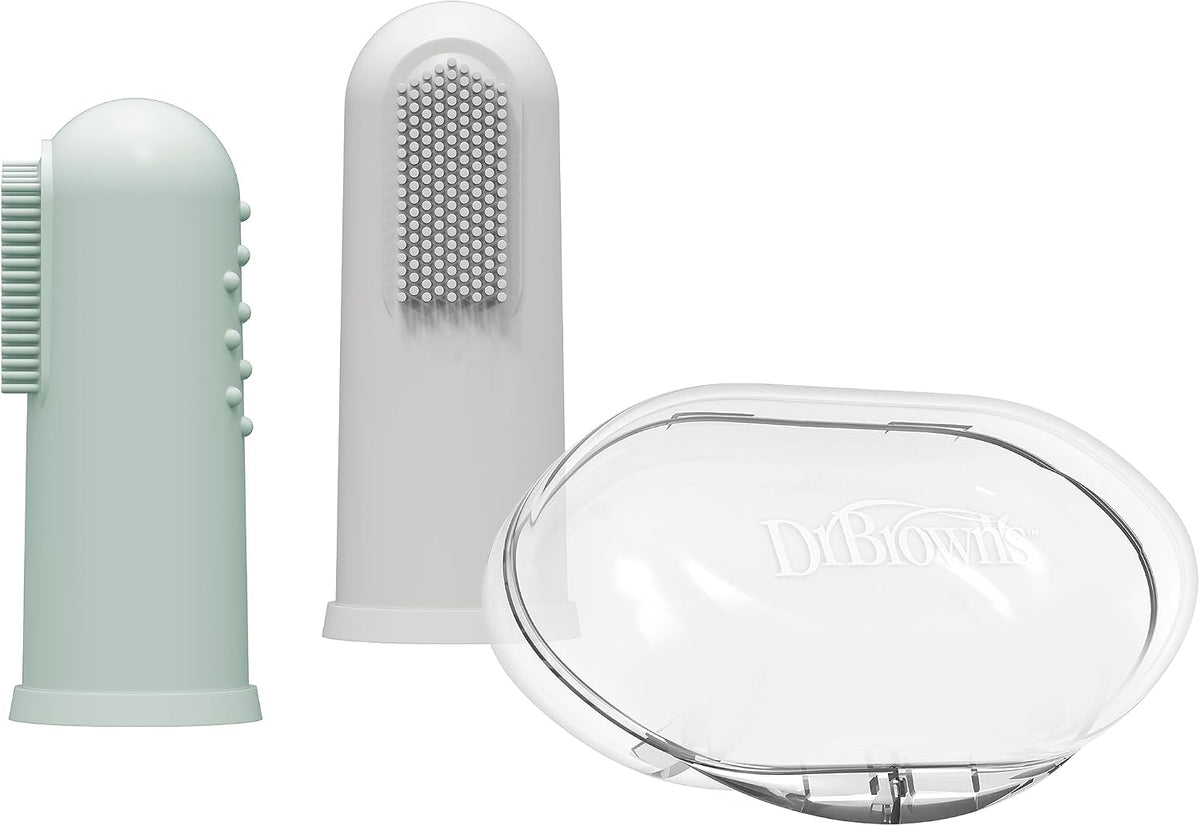 Dr. Brown's Silicone Finger Toothbrush, Gray and Green, 2-Pack