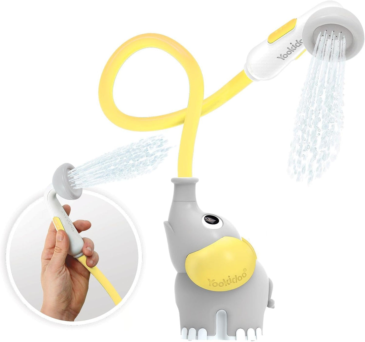 Yookidoo Baby Bath Shower Head - Elephant Water Pump and Trunk Spout Sprayer - One Handed Flow Control for Newborn Babies in Tub Or Sink (Turquoise)
