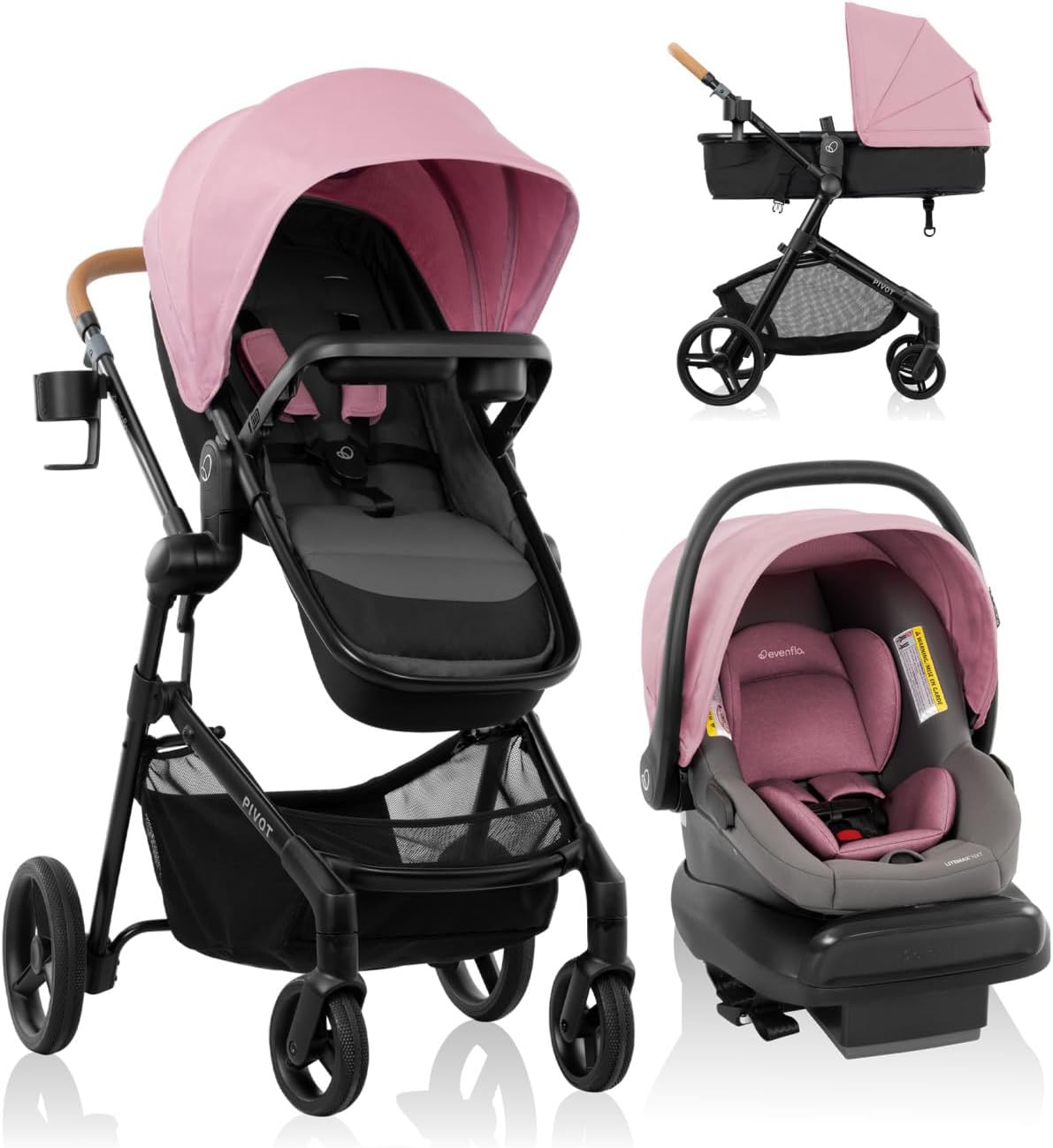 Evenflo Pivot NXT Travel System with LiteMax NXT Preemie and Infant Car Seat