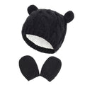 Winter Baby Hat Newborn Wool Small Ear Hat Gloves Two Piece Ear Protection and Warm Lining Set