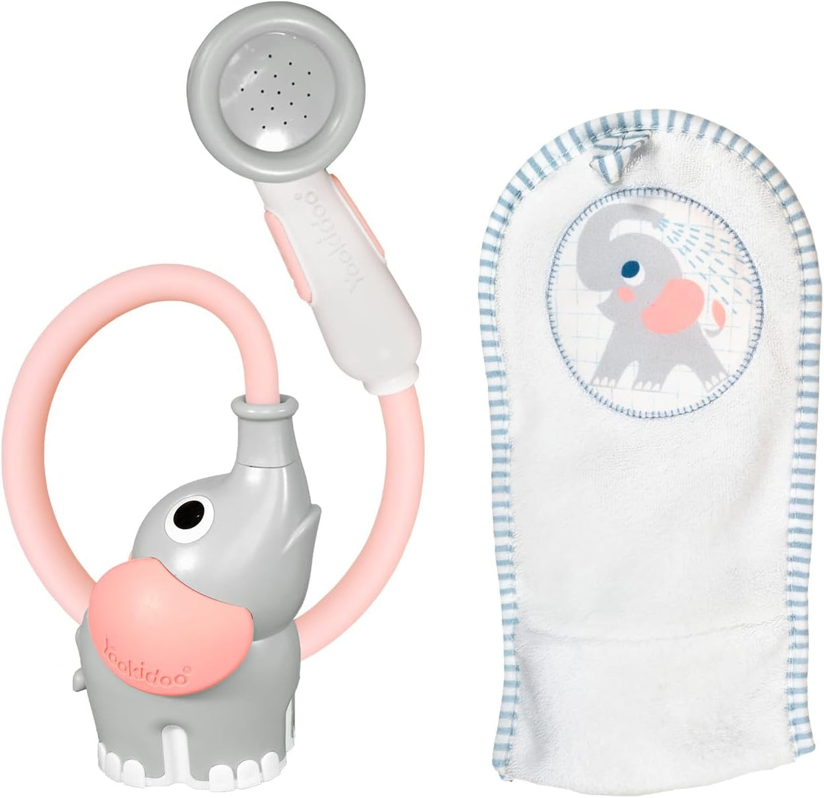 Yookidoo Baby Bath Shower Head - Elephant Water Pump and Trunk Spout Sprayer - One Handed Flow Control for Newborn Babies in Tub Or Sink (Turquoise)