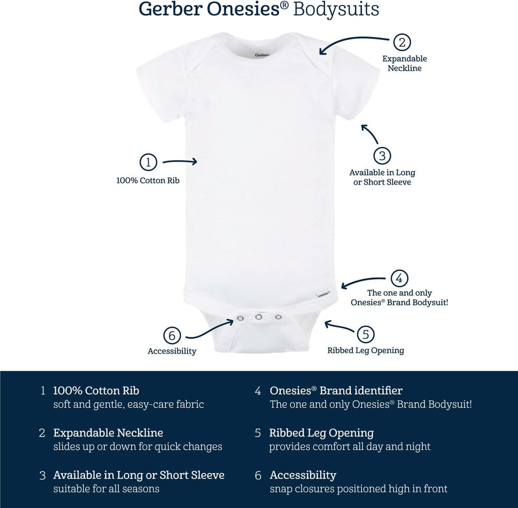Gerber Baby Girls' 8-pack Short Sleeve Onesies Bodysuits