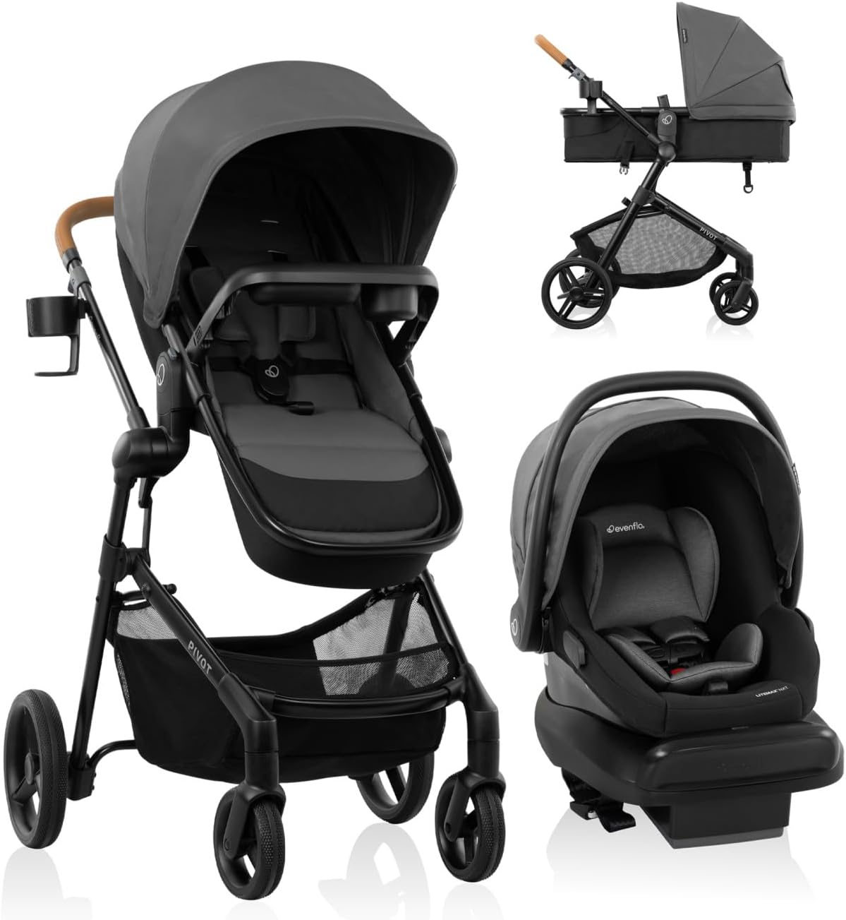 Evenflo Pivot NXT Travel System with LiteMax NXT Preemie and Infant Car Seat