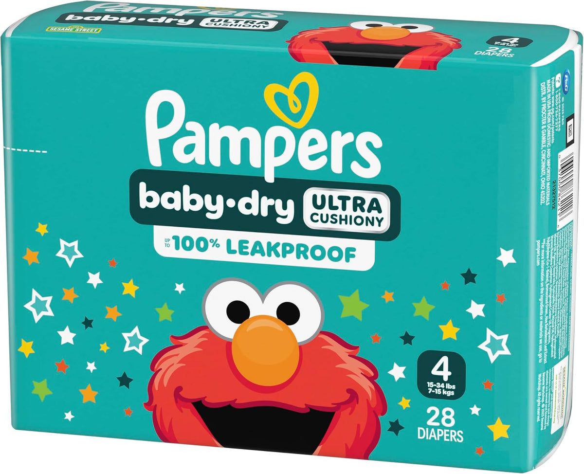 Pampers Baby Dry Ultra Cushiony Diapers, Size 1 (8-14 lbs), 120 Count, Up to 100% Leakproof