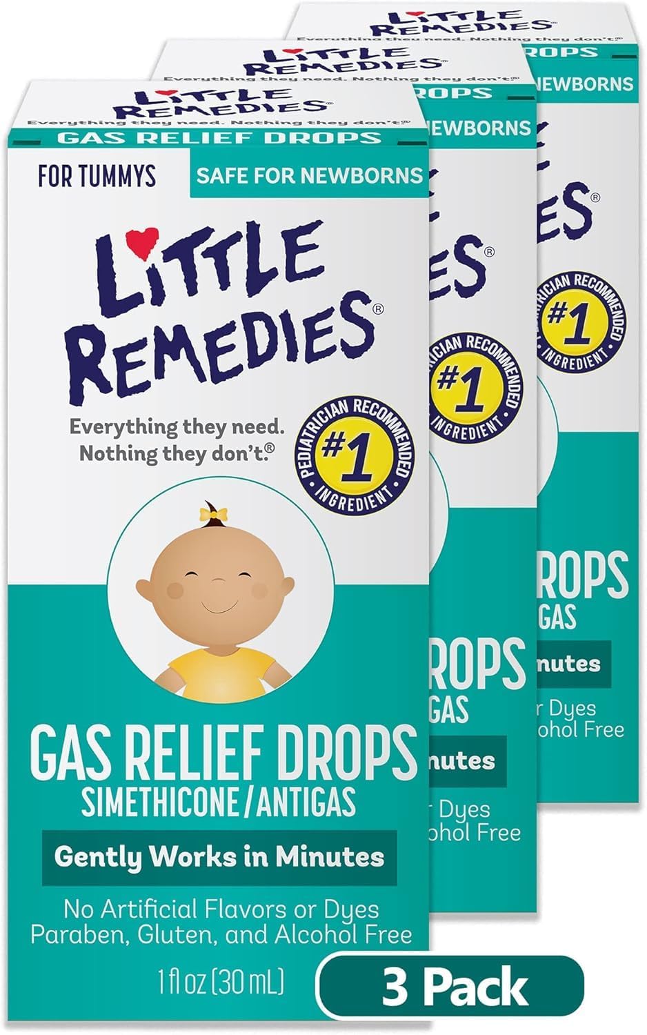 Little Remedies Newborn Gas Relief Drops, Natural Berry, 1 Fl Oz
