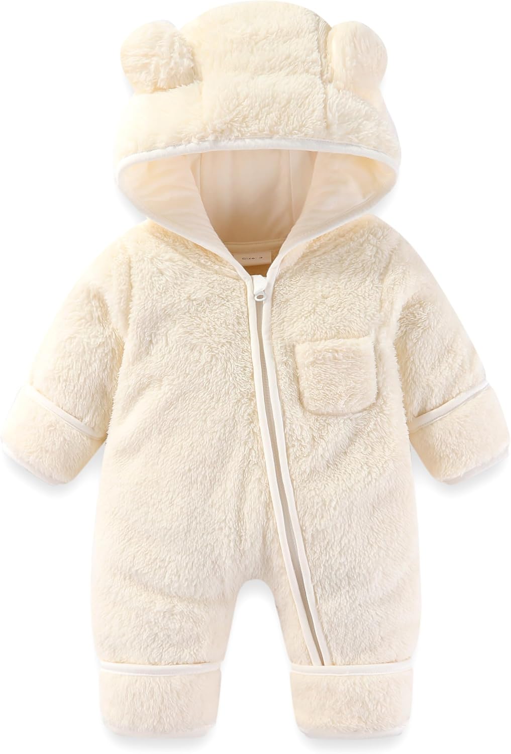AiWMGL Newborn Baby Bear Outfit With Fold-Over Mittens and Footies Girls Boys Winter Fleece Clothes Hooded Romper Snowsuit