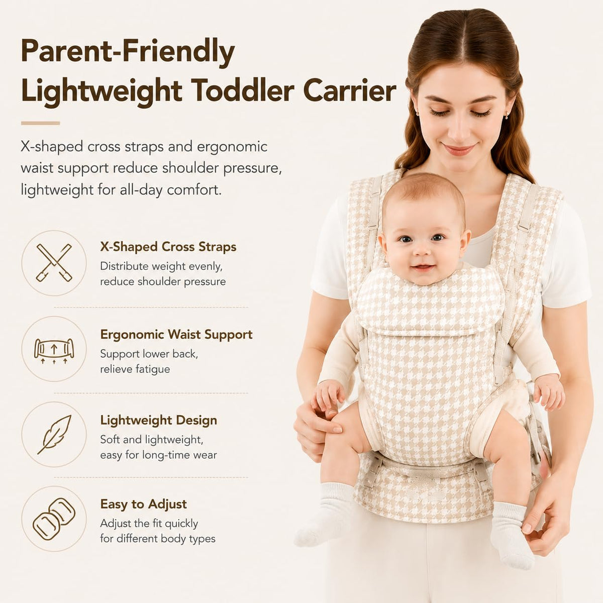 Baby Carrier Newborn to Toddler,Cotton Infant Carrier,7-40lbs Baby Carrier