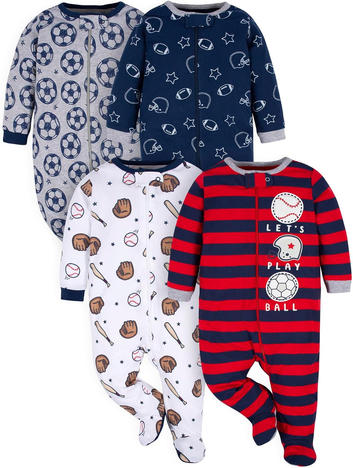 Gerber Baby Boys' 4 Pack Sleep 'N Play Footie