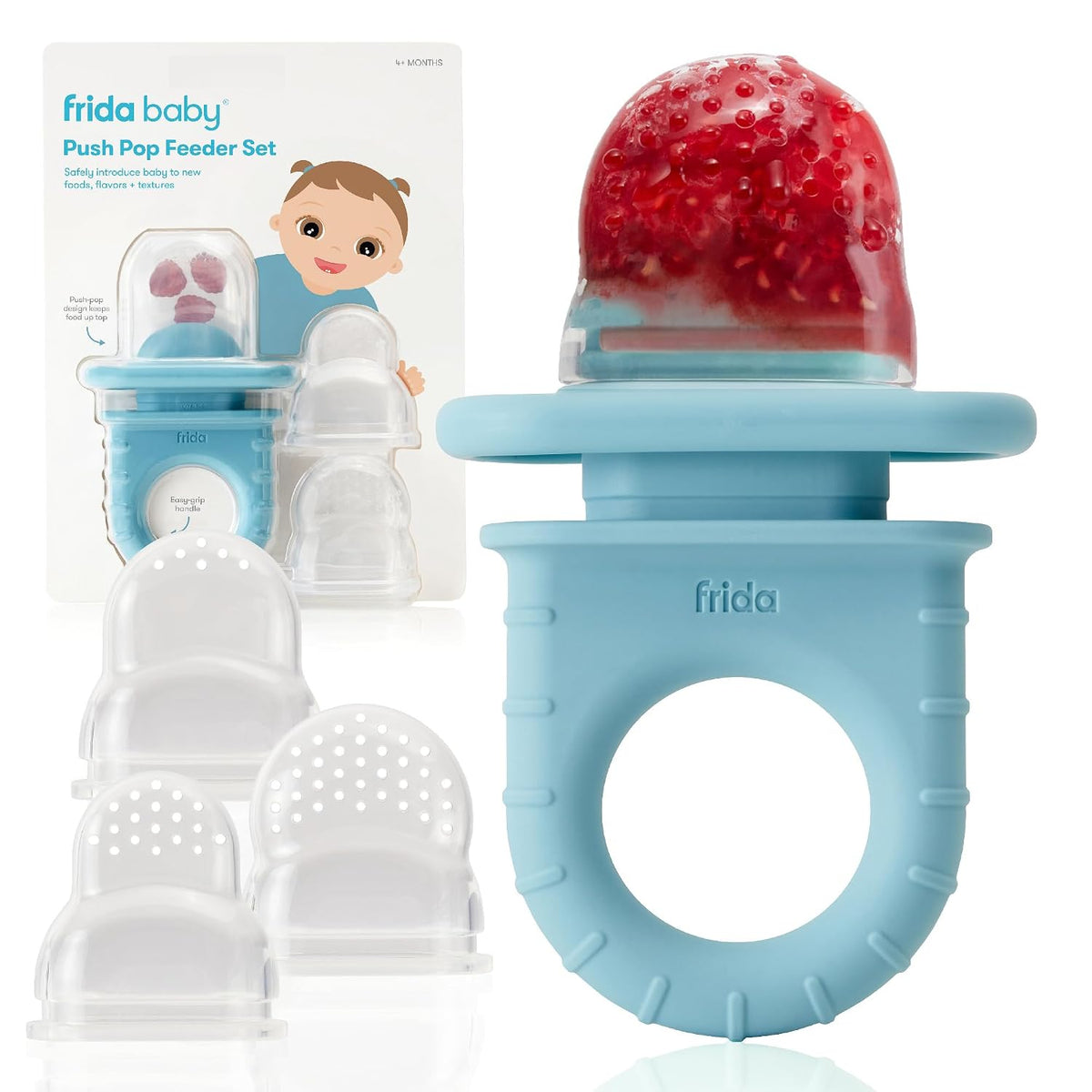 Frida Baby Push Pop Silicone Feeder, Baby Fruit Feeder, 3 Count, BPA Free