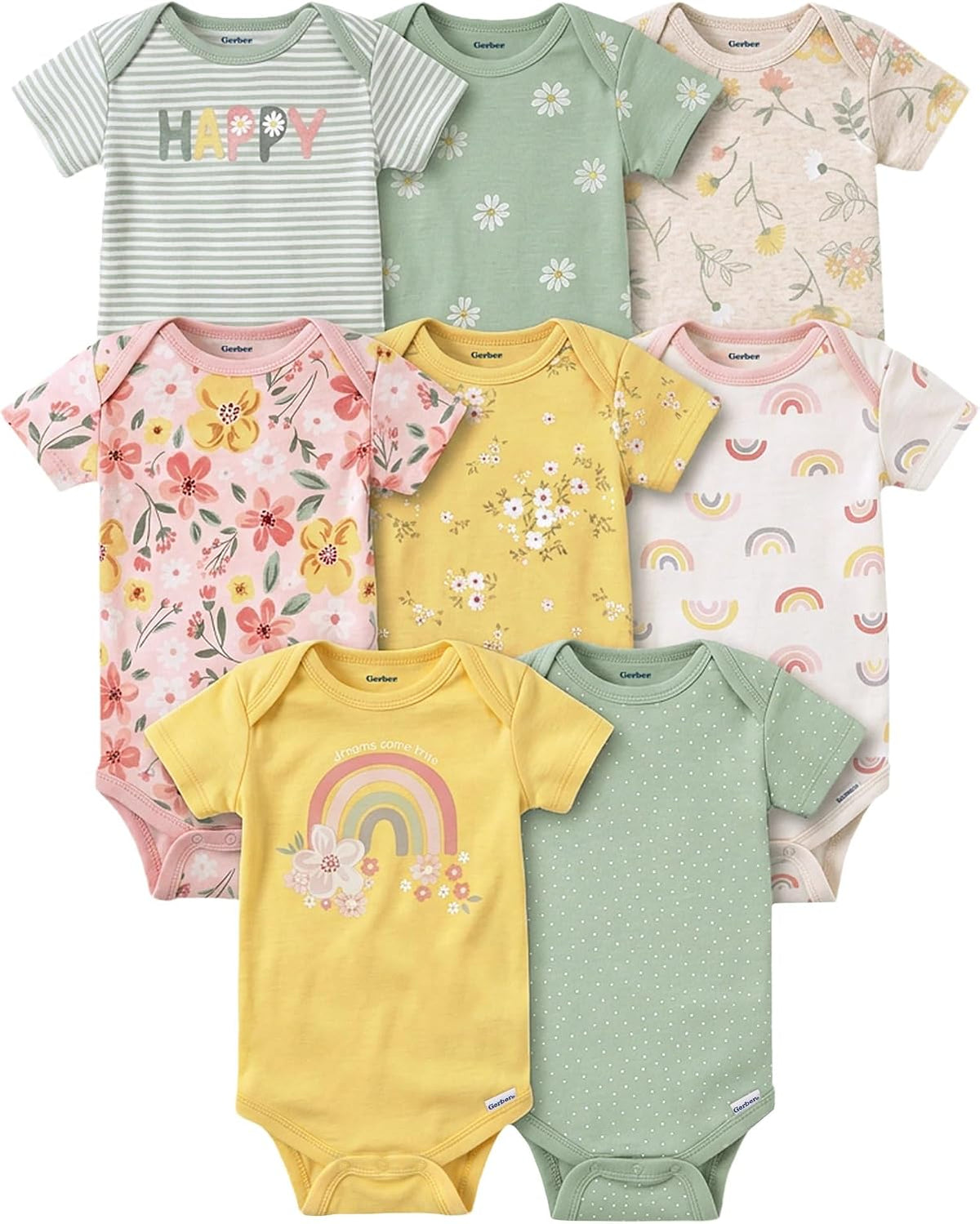 Gerber Baby Girls' 8-pack Short Sleeve Onesies Bodysuits
