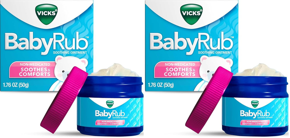 Vicks BabyRub Chest Rub Ointment with Soothing Aloe, Eucalyptus, Lavender, and Rosemary, from the makers of VapoRub, 1.76 oz