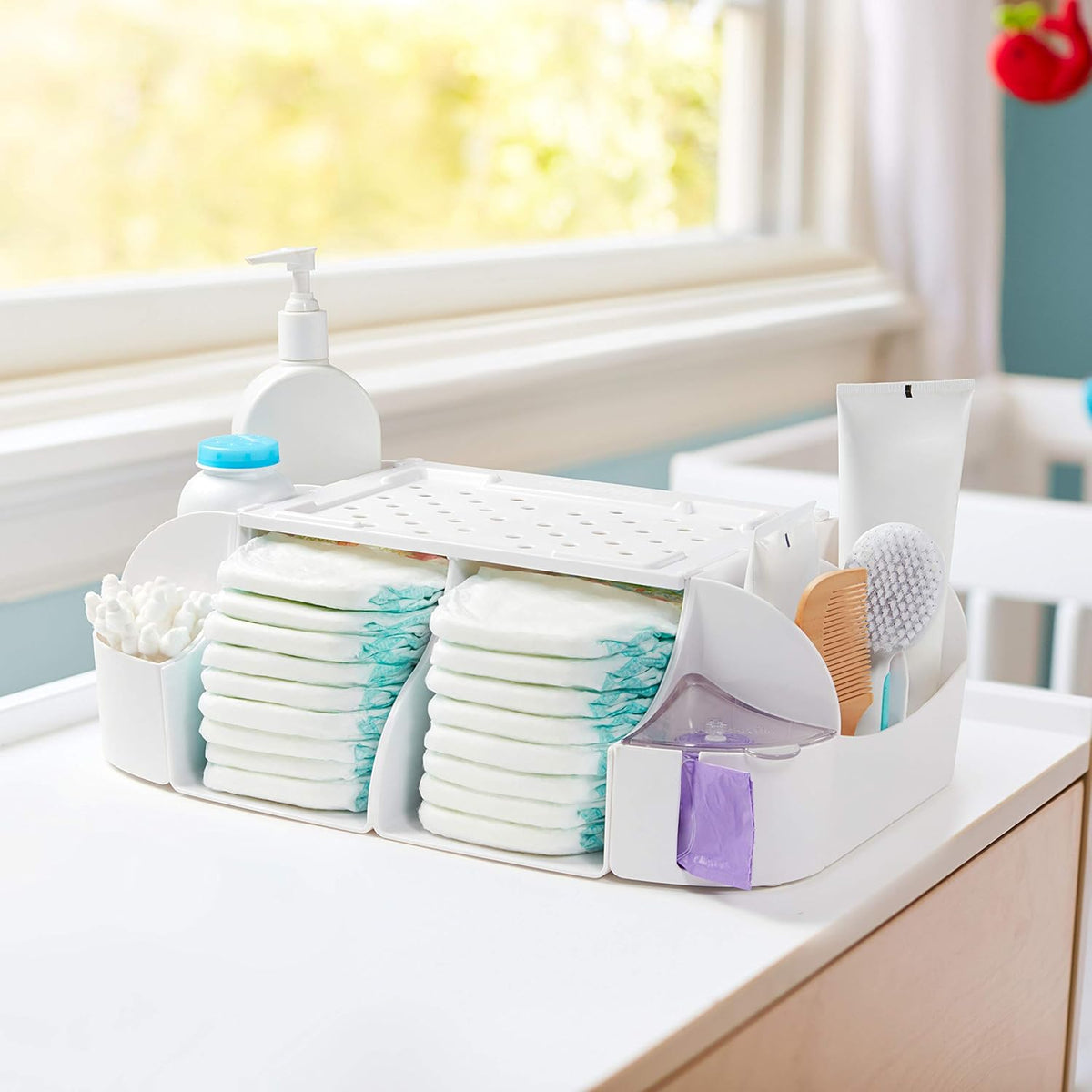 Munchkin® Diaper Change Organizer, Green/white