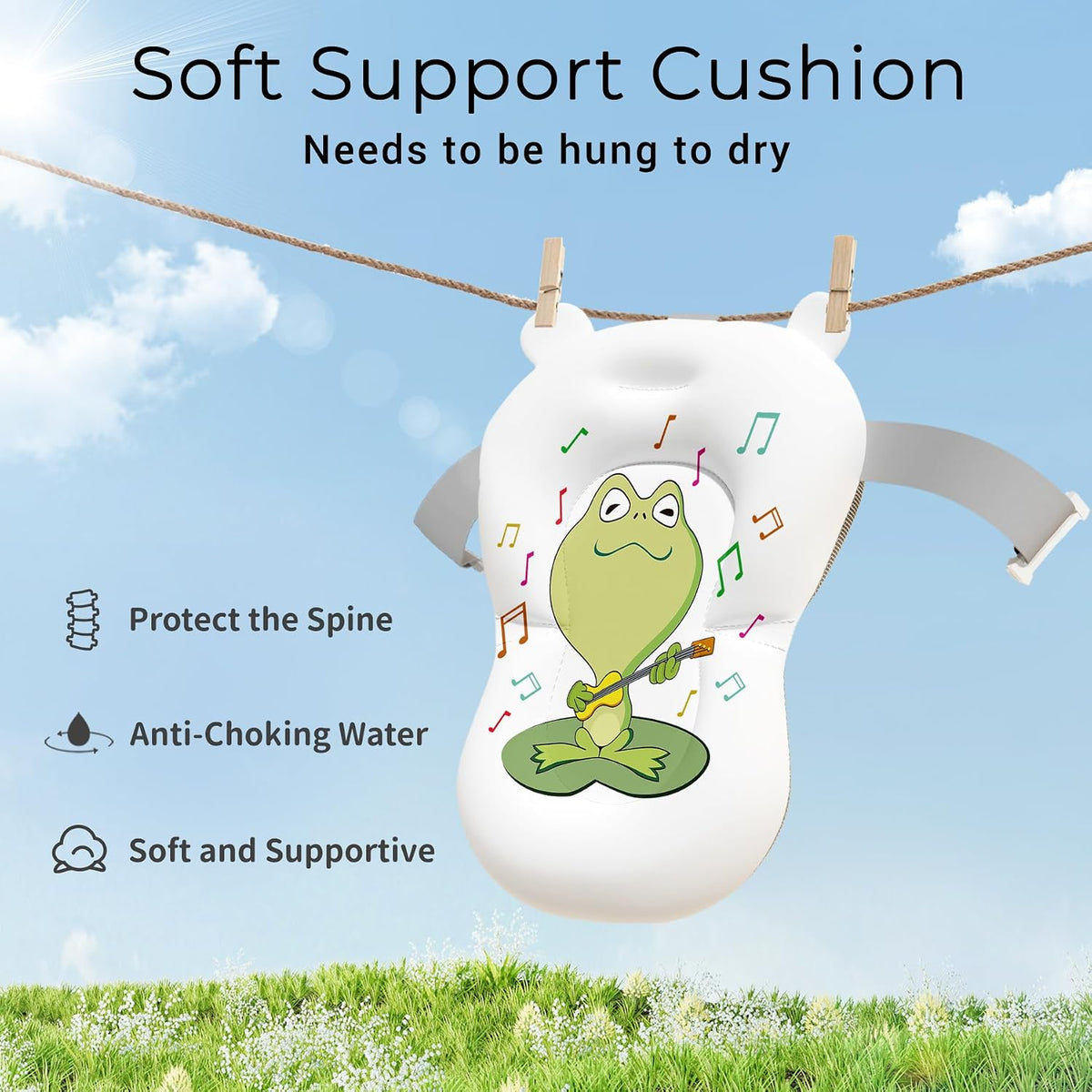BUNWAG Baby Bathtub, Collapsible Newborn Bathtub for Infant to Toddler with Soft Cushion and Thermometer,Portable Travel Newborn Tub with No-Slip Feet, Baby Shower Gifts, 0-12 Months Baby Bath, Grey