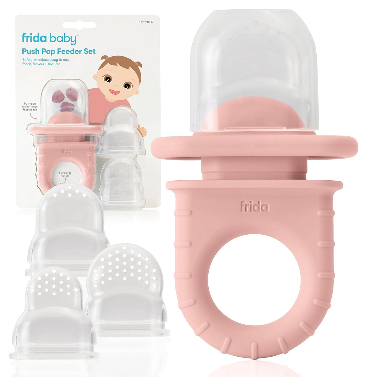 Frida Baby Push Pop Silicone Feeder, Baby Fruit Feeder, 3 Count, BPA Free