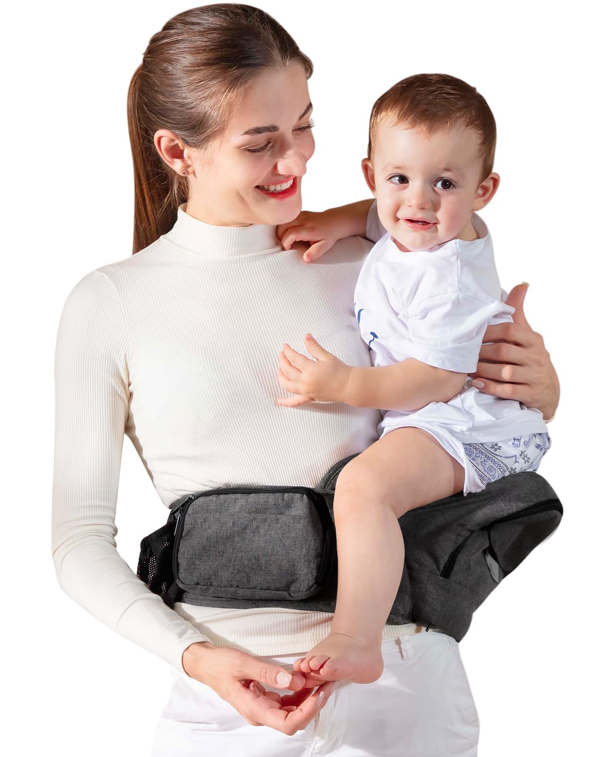 Grownsy Safety-Certified Baby Hip Seat Carrier for Babies & Toddlers, Black