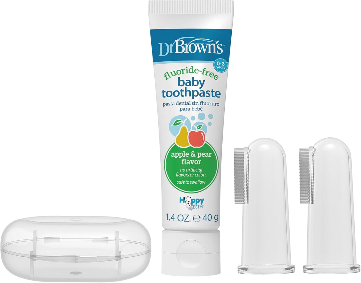 Dr. Brown's Silicone Finger Toothbrush, Gray and Green, 2-Pack