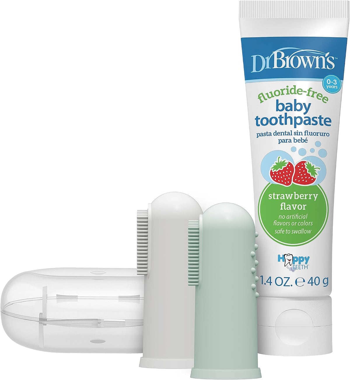 Dr. Brown's Silicone Finger Toothbrush, Gray and Green, 2-Pack