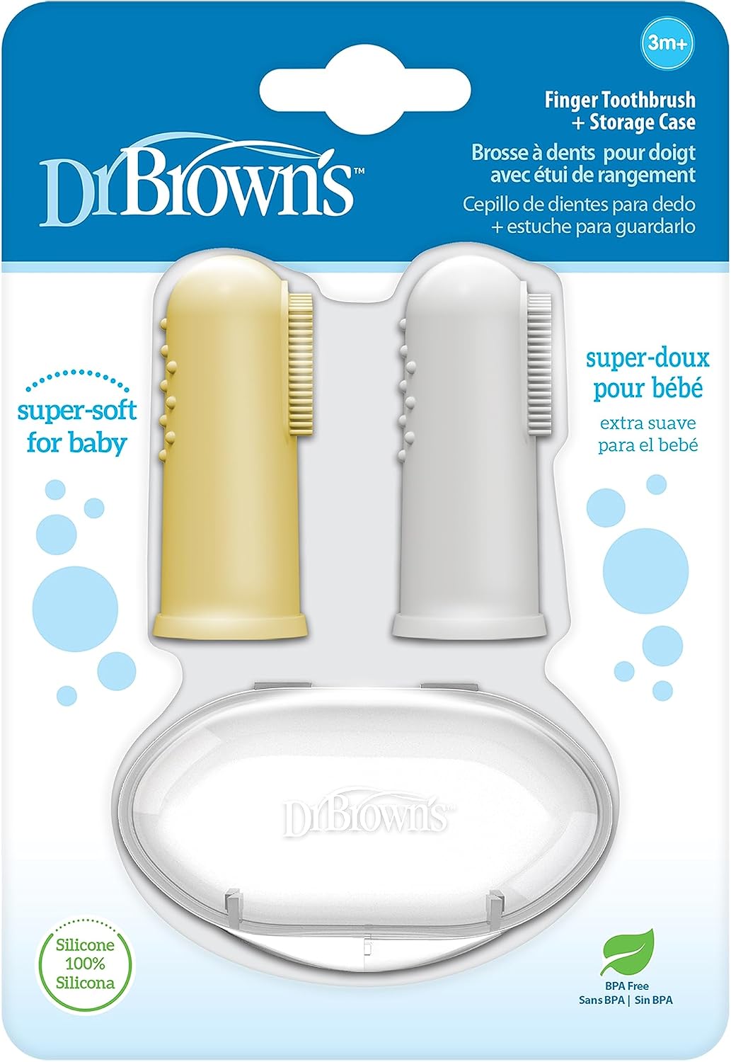 Dr. Brown's Silicone Finger Toothbrush, Gray and Green, 2-Pack