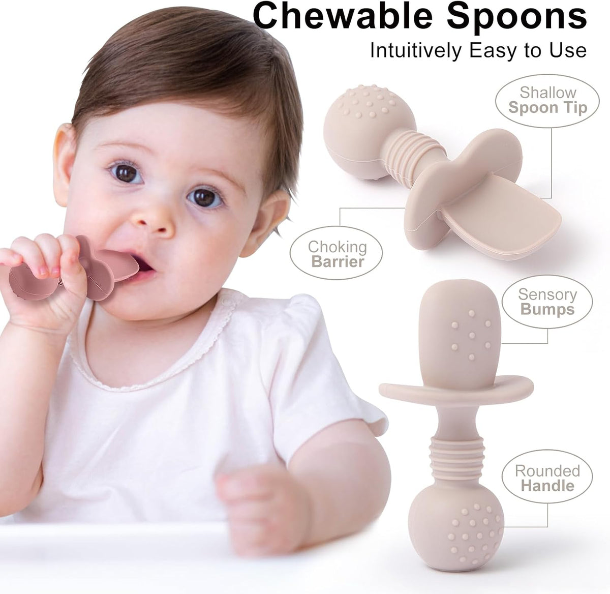 Eascrozn 2 Pack Divided Toddler Plates with Suction, Spoons and Forks Set