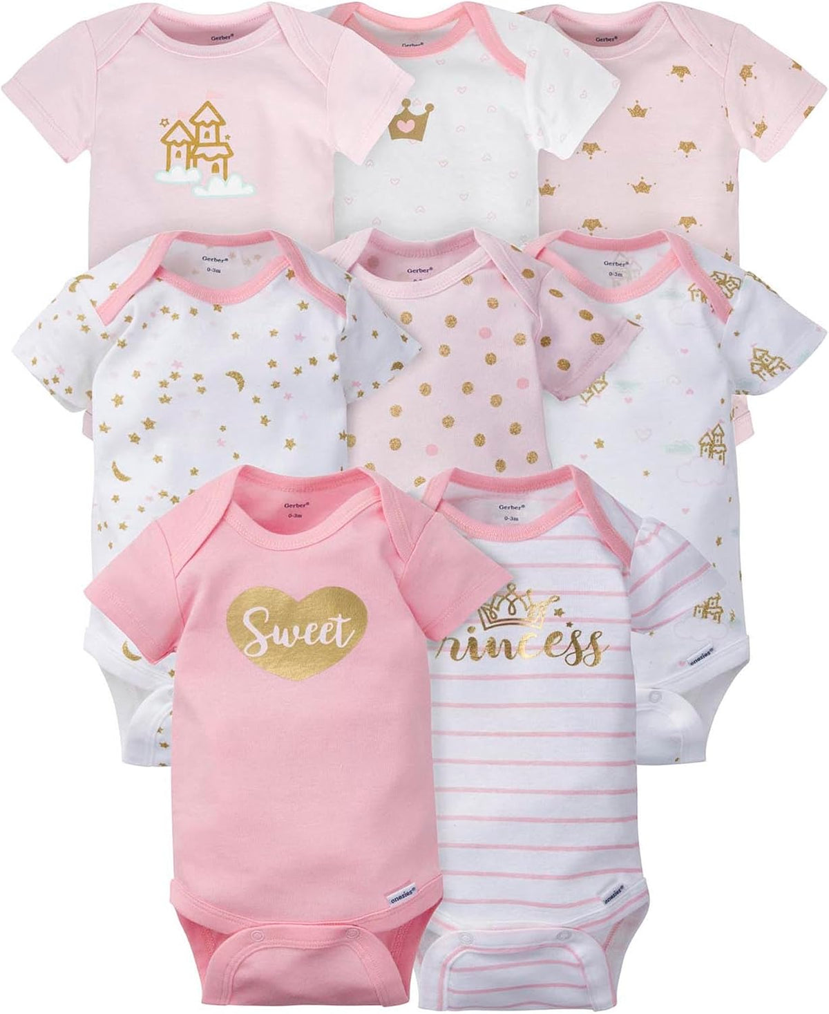 Gerber Baby Girls' 8-pack Short Sleeve Onesies Bodysuits