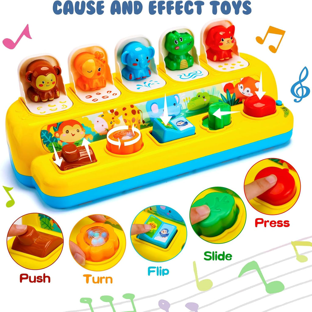Baby Pop Up Toys with Music & Light Montessori Toys for 1 Year Old Boy Girl