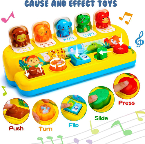 Baby Pop Up Toys with Music & Light Montessori Toys for 1 Year Old Boy Girl