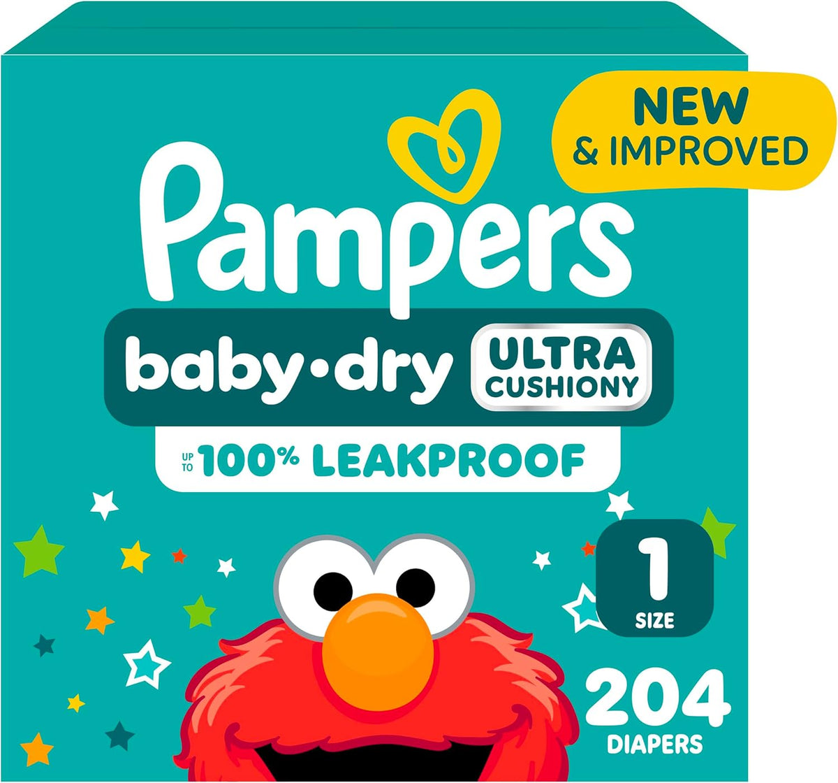 Pampers Baby Dry Ultra Cushiony Diapers, Size 1 (8-14 lbs), 120 Count, Up to 100% Leakproof