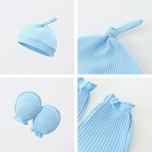 Baby Romper with Baby Mittens & Newborn Hats Footless Long Sleeve
