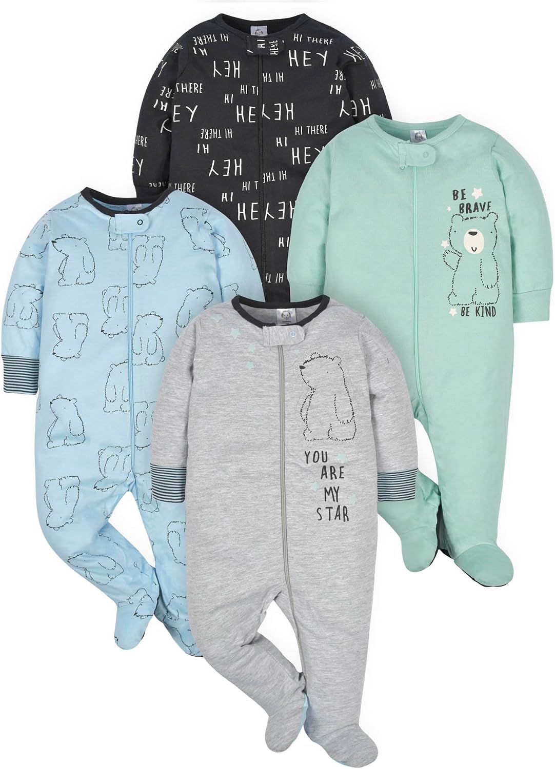 Gerber Baby Boys' 4 Pack Sleep 'N Play Footie