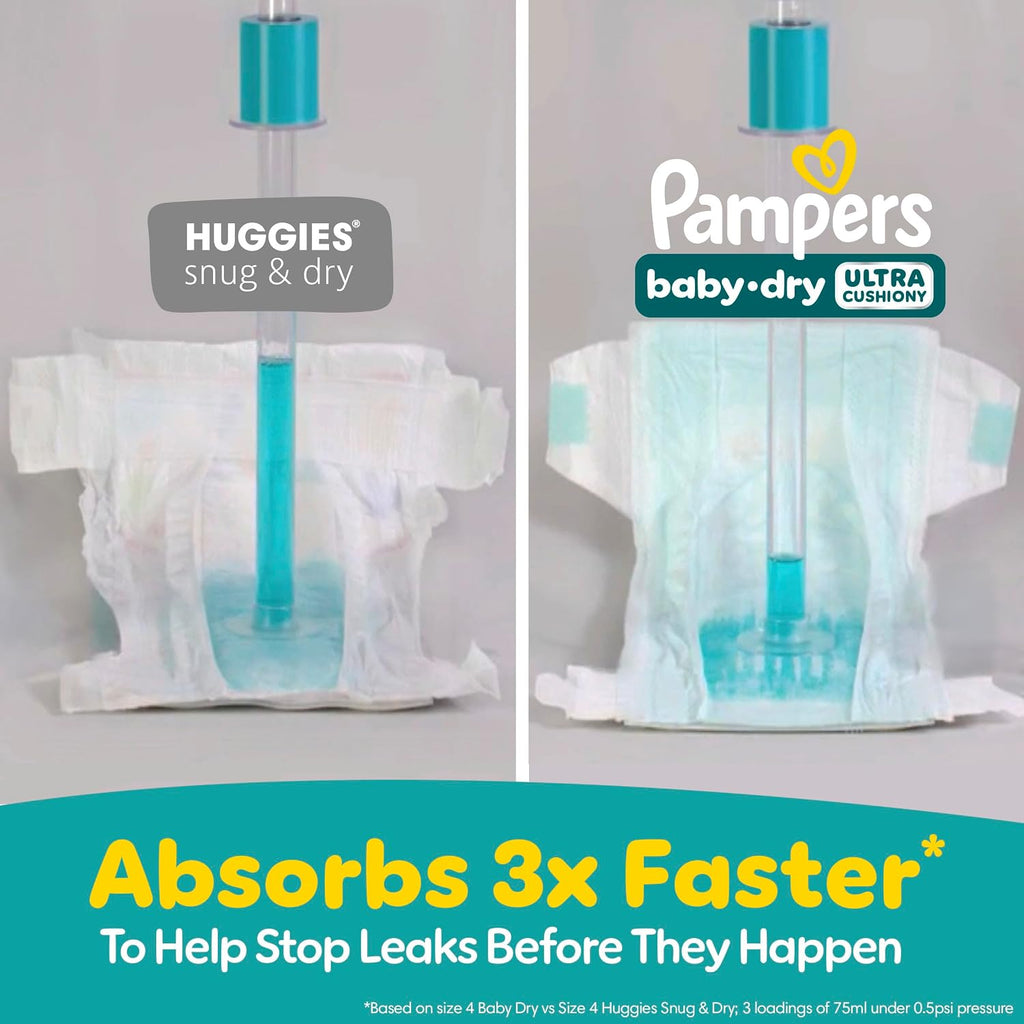 Pampers Baby Dry Ultra Cushiony Diapers, Size 1 (8-14 lbs), 120 Count, Up to 100% Leakproof