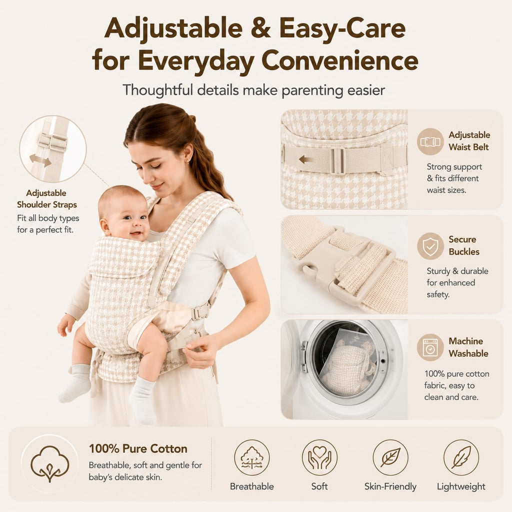 Baby Carrier Newborn to Toddler,Cotton Infant Carrier,7-40lbs Baby Carrier