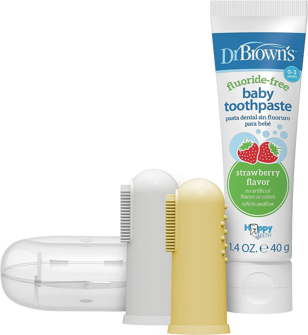 Dr. Brown's Silicone Finger Toothbrush, Gray and Green, 2-Pack