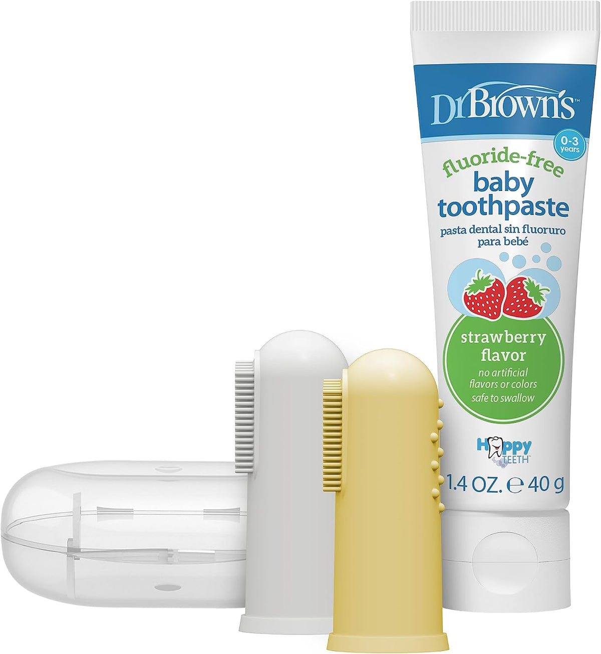 Dr. Brown's Silicone Finger Toothbrush, Gray and Green, 2-Pack