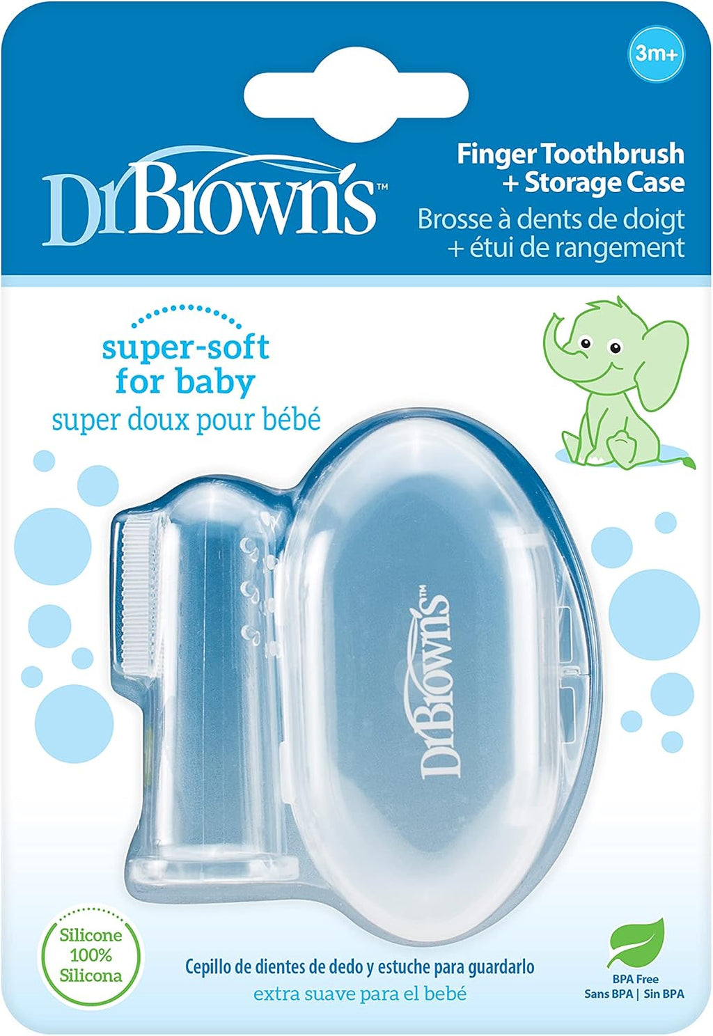 Dr. Brown's Silicone Finger Toothbrush, Gray and Green, 2-Pack