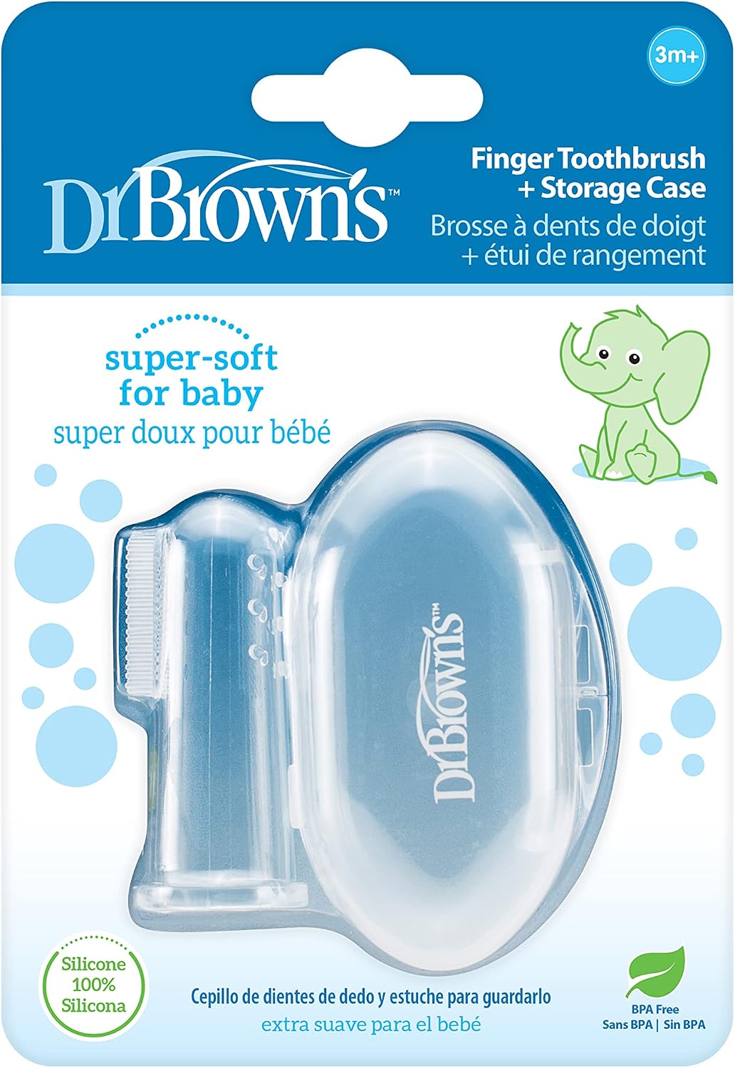 Dr. Brown's Silicone Finger Toothbrush, Gray and Green, 2-Pack