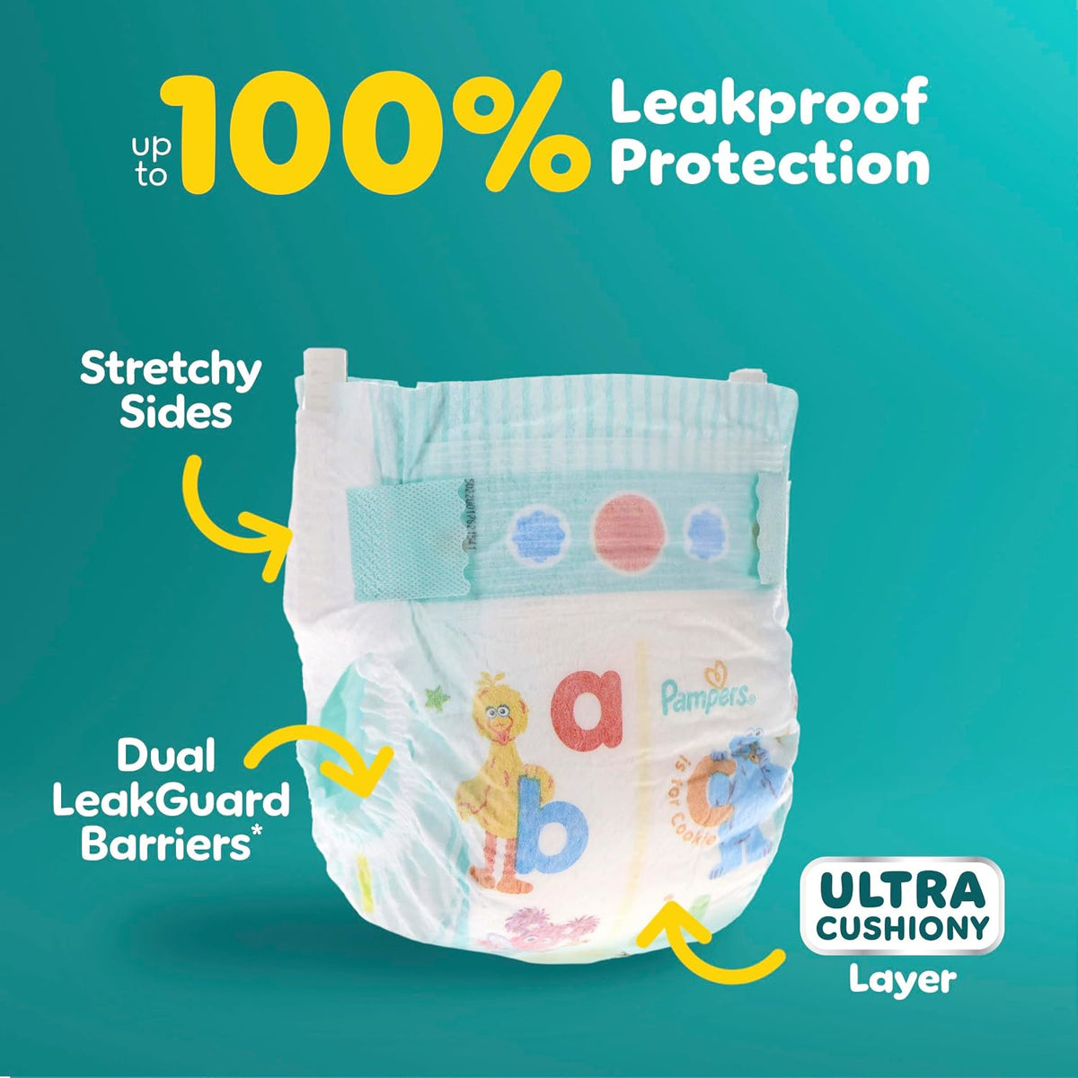 Pampers Baby Dry Ultra Cushiony Diapers, Size 1 (8-14 lbs), 120 Count, Up to 100% Leakproof
