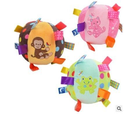 Super Soft Baby Hand Ball Catching Plush Bell Pacifying Ball Label Cloth Ball Toy Lathe Hanging