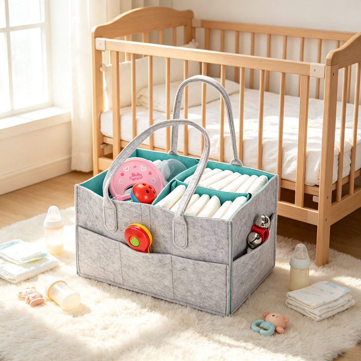 Felt diaper storage bag