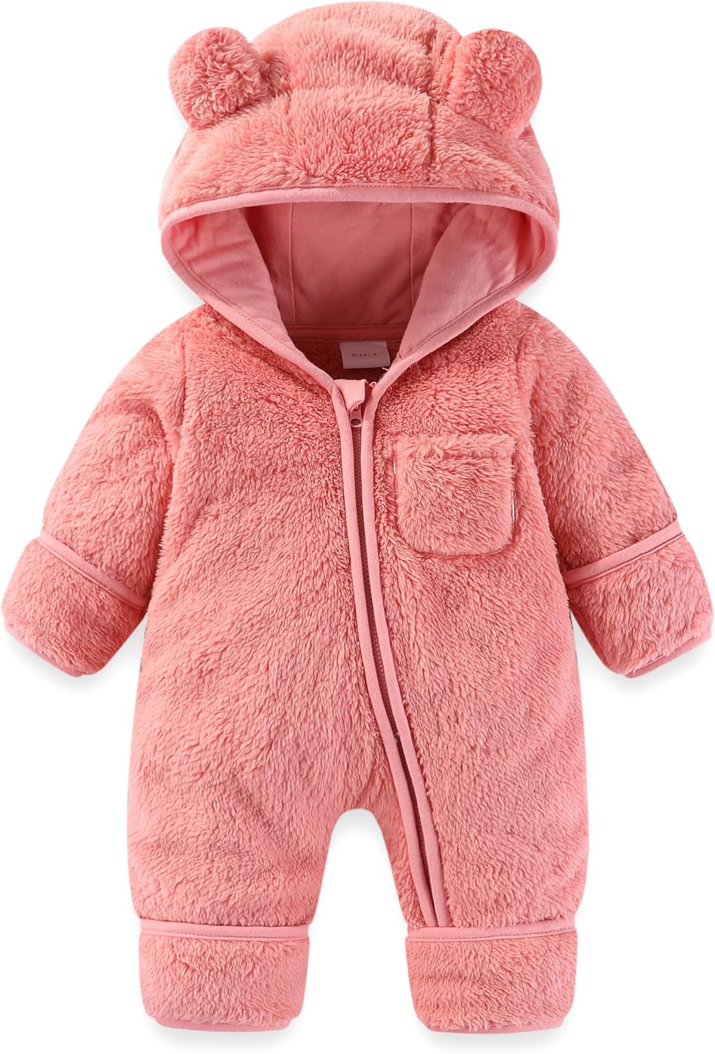 AiWMGL Newborn Baby Bear Outfit With Fold-Over Mittens and Footies Girls Boys Winter Fleece Clothes Hooded Romper Snowsuit