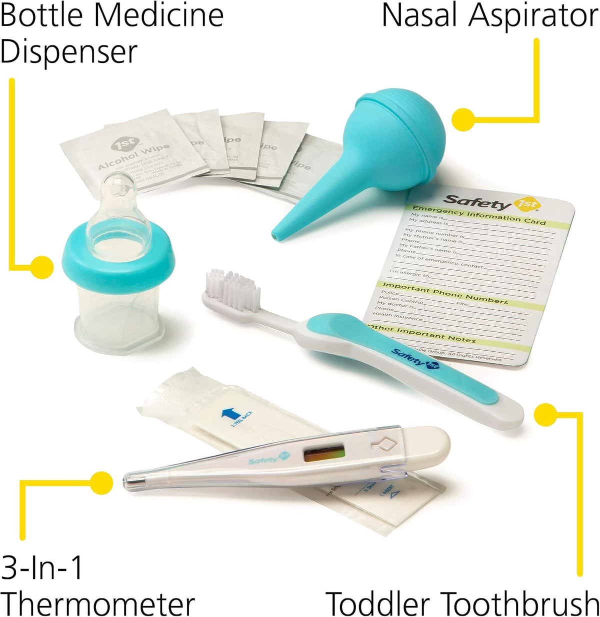 Safety 1st Deluxe Baby Healthcare and Grooming Kit, Arctic Blue, Newborn Baby Essentials, One Size, 25 Pieces