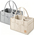 HIPHOP PANDA 2-Pack Diaper Caddy Organizer - Newborn Essentials Baby Registry Must Haves - Sturdy Nursery Storage Bin & Portable Car Caddy for Diapers & Wipes - Grey/Oatmeal Gift Set