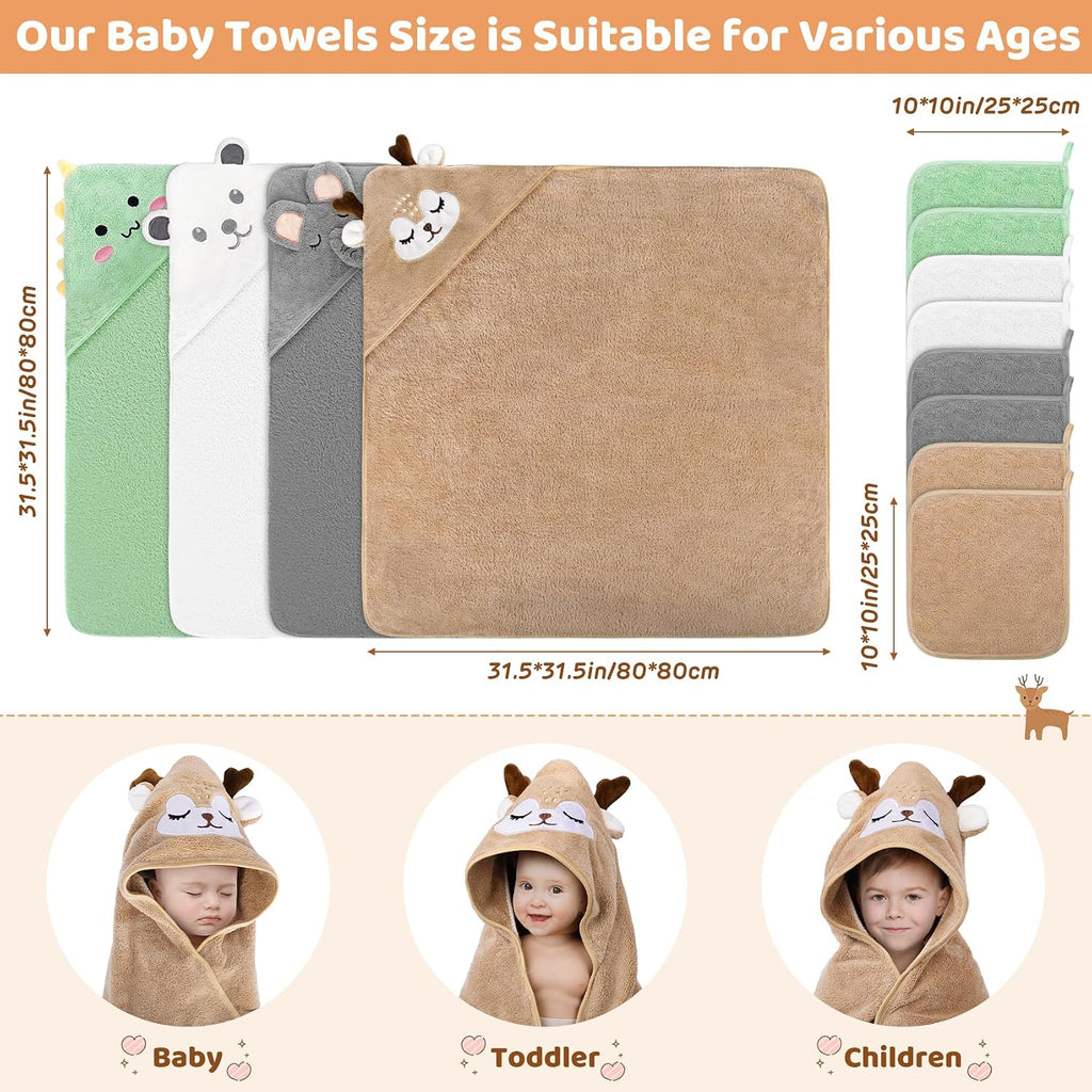 12 PCS Baby Bath Towels Set for Infants Toddlers Essentials