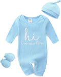 Baby Romper with Baby Mittens & Newborn Hats Footless Long Sleeve